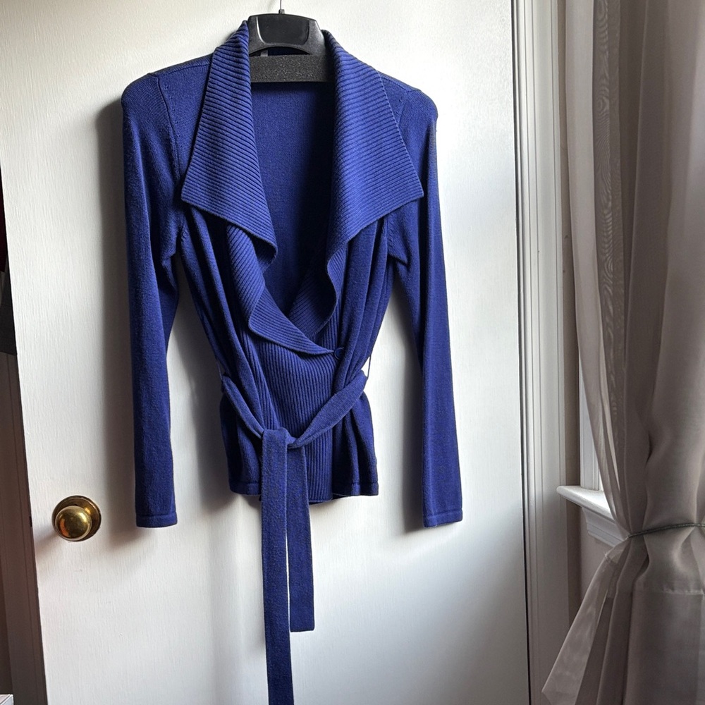 Elegant Blue Purple Women's Wrap Cardigan Carlisle sz M